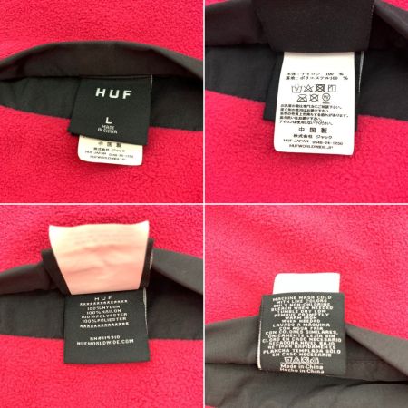  HUF メンズ フリースジャケット  SIZE L CRISIS REVERSIBLE JACKET ブラック×ピンク