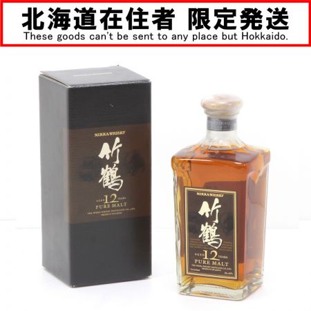 【北海道内限定発送】 TAKETSURU 竹鶴/ニッカウイスキー 竹鶴 ピュアモルト12年 角瓶 660ml 40度 箱付 未開栓