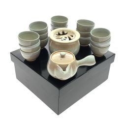 $$ 萩焼 天鵬山 椿窯 和食器 湯呑みセット 急須1・湯呑み15セット・茶殻入れ Aランク