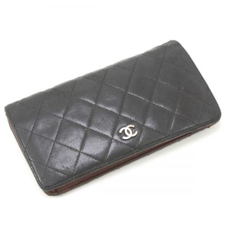  CHANEL シャネル 2つ折り長財布 マトラッセ レザー 10627781 ブラック