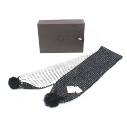 $$ UGG アグ マフラー ウール ブラック×ホワイト Aランク