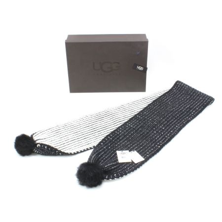  UGG アグ マフラー ウール ブラック×ホワイト