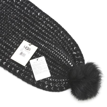  UGG アグ マフラー ウール ブラック×ホワイト