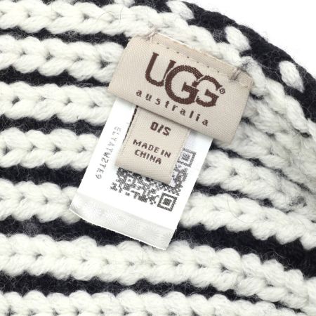  UGG アグ マフラー ウール ブラック×ホワイト