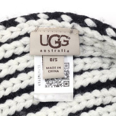  UGG アグ マフラー ウール ブラック×ホワイト