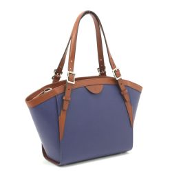 $$ SOMES ハンドバッグ ブラウン×ネイビー Bランク