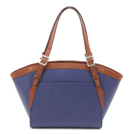  SOMES ハンドバッグ ブラウン×ネイビー