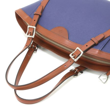  SOMES ハンドバッグ ブラウン×ネイビー