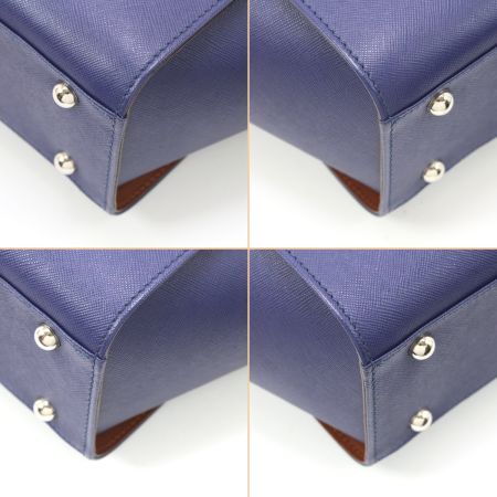  SOMES ハンドバッグ ブラウン×ネイビー