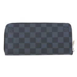 $$ LOUIS VUITTON ルイヴィトン ダミエ コバルト ジッピーウォレット ヴェルティカル 長財布 N62240 ブラック×ネイビー Bランク