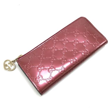  GUCCI グッチ L字ジップ長財布 295671 メタルピンクレッド系