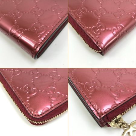  GUCCI グッチ L字ジップ長財布 295671 メタルピンクレッド系