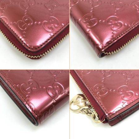  GUCCI グッチ L字ジップ長財布 295671 メタルピンクレッド系