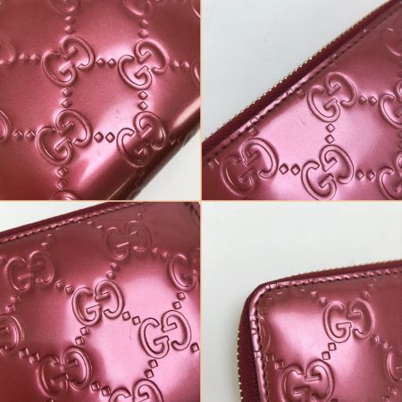 GUCCI グッチ L字ジップ長財布 295671 メタルピンクレッド系