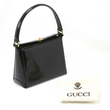  GUCCI グッチ ハンドバッグ エナメルハンドバッグ ブラック