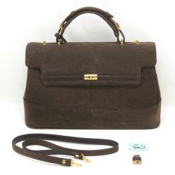 $$  2WAYバッグ シャークスキン ブラウン Bランク