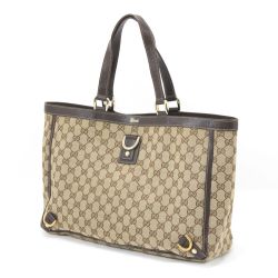 $$ GUCCI グッチ ハンドバッグ 141472 ブラウン×カーキ Bランク