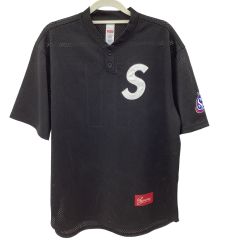 Supreme シュプリーム メンズ 半袖シャツ SIZE S メッシュ 24FW S Logo Baseball Henley Tee ブラック Bランク