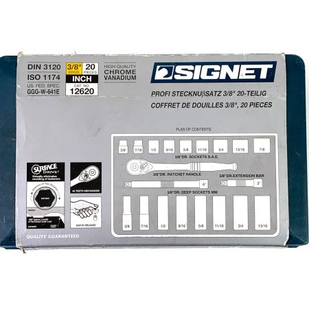  SIGNET シグネット プロフェッショナル ソケットセット 20ピース 3/8" 12620