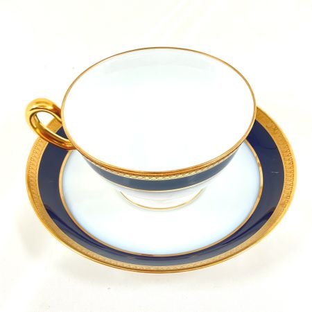  大倉陶園 瑠璃片葉金蝕 カップ＆ソーサー ロイヤルクラウンブルー 
