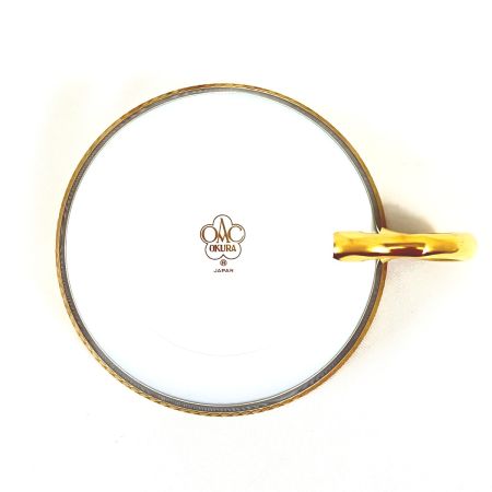  大倉陶園 瑠璃片葉金蝕 カップ＆ソーサー ロイヤルクラウンブルー 