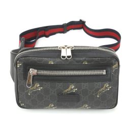 $$ GUCCI グッチ GGスプリーム タイガー ボディーバッグ 474293 ブラック Bランク