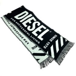$$ DIESEL ディーゼル メンズ マフラー ブラック S-BISC ブラック Bランク