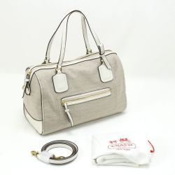 $$ COACH コーチ ハンドバッグ シグネチャー 25047 ホワイト×アイボリー Bランク