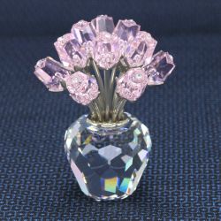 $$ SWAROVSKI スワロフスキー 置物 ピンクローズ 12本のバラ Aランク