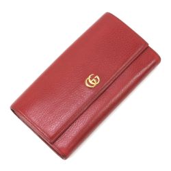 $$ GUCCI グッチ 長財布 ダブルG コンチネンタル・ウォレット  456116 レッド Cランク