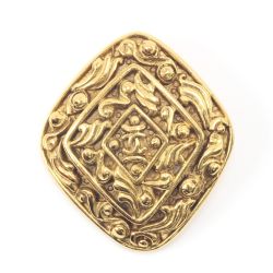 $$ CHANEL シャネル ココマーク ブローチ ひし形 ゴールド Bランク