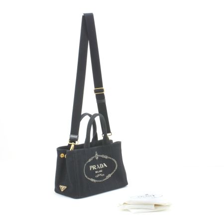  PRADA プラダ カナパ ハンドバッグ ストラップ付 1BG439 ブラック