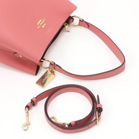  COACH コーチ ハンドバッグ ペブルド レザー タウン バケット ストラップ付 レザー 91122 ピンク