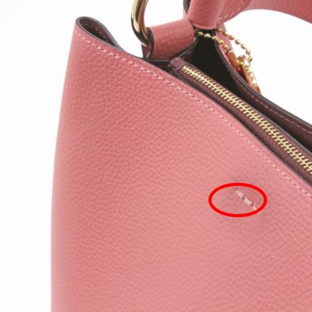  COACH コーチ ハンドバッグ ペブルド レザー タウン バケット ストラップ付 レザー 91122 ピンク