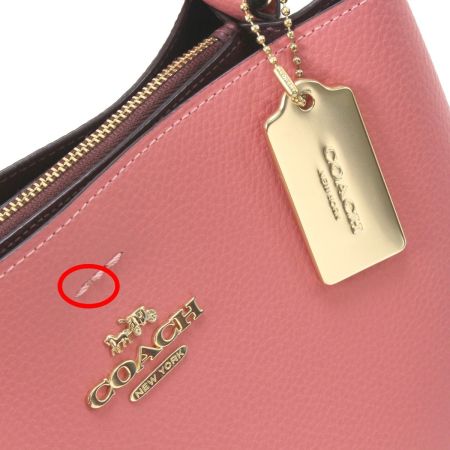  COACH コーチ ハンドバッグ ペブルド レザー タウン バケット ストラップ付 レザー 91122 ピンク