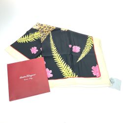 $$ Salvatore Ferragamo サルヴァトーレフェラガモ ヒョウ柄 スカーフ シルク100% Aランク