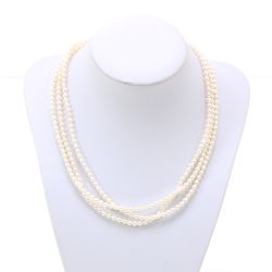 $$ 田崎真珠 淡水パール3連ネックレス 金具部分K18 Bランク