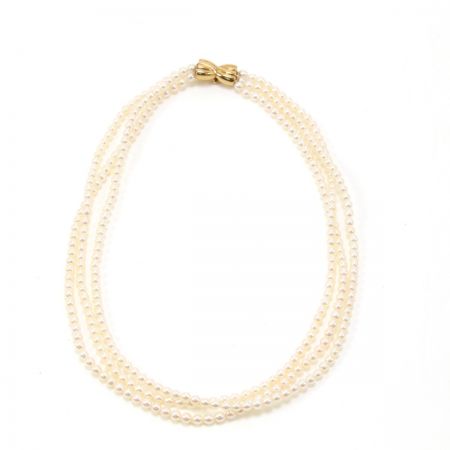  田崎真珠 淡水パール3連ネックレス 金具部分K18