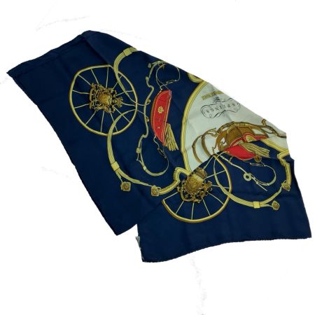  HERMES エルメス カレ90 シルクスカーフ AC101 ネイビー