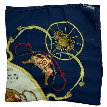  HERMES エルメス カレ90 シルクスカーフ AC101 ネイビー