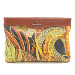 $$ Salvatore Ferragamo サルヴァトーレフェラガモ クラッチバッグ AD21《ジャンク品》 AD21 ブラウン×ブラック Dランク