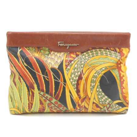  Salvatore Ferragamo サルヴァトーレフェラガモ クラッチバッグ AD21《ジャンク品》 AD21 ブラウン×ブラック