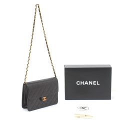 $$ CHANEL シャネル マトラッセ シングルチェーン ショルダーバッグ ブラック Bランク