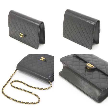  CHANEL シャネル マトラッセ シングルチェーン ショルダーバッグ ブラック