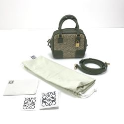 $$ LOEWE ロエベ 2WAYショルダーバッグ アマソナ16 アナグラム ジャカード 鍵欠品 A039N21X03 グリーン Bランク