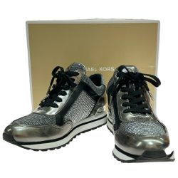 $$ MICHAEL KORS マイケルコース BILLIE TRAINER スニーカー シルバー Bランク