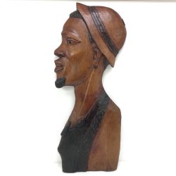 $$  木彫り 男性オブジェ 置物 インテリア 全長約77cm Bランク