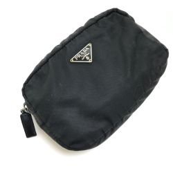 $$ PRADA プラダ コスメポーチ ナイロン ブラック Cランク