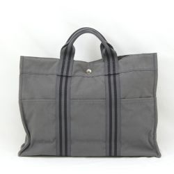 $$ HERMES エルメス フールトゥMM ハンドバッグ グレー Cランク