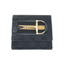 $$ GUCCI グッチ 3つ折り財布 138034 ブラック Cランク